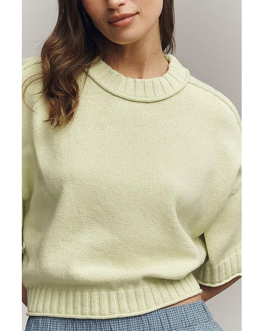 By Anthropologie Natural The Goldie Cotton Crew Neck Jumper