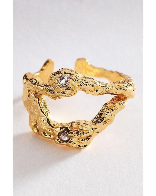 By Anthropologie Metallic Crystal Bezel Ring