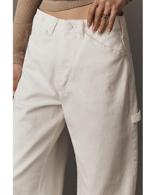 Pilcro White The Kayden High-Rise Cuffed Tapered Jeans By