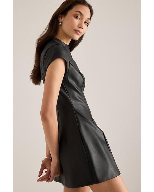 Bardot Black Delphi Faux-Leather Hourglass Mini Dress