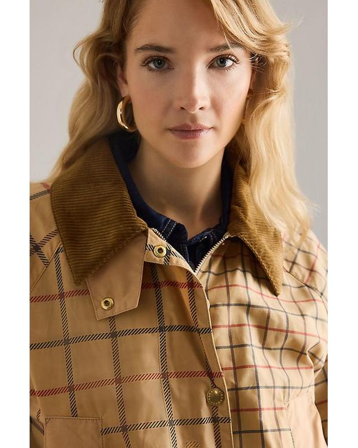 Barbour Natural Hollington Check Car Coat