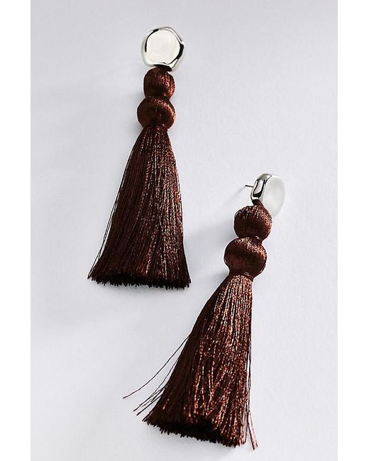 By Anthropologie Brown Tassel Drop Earrings