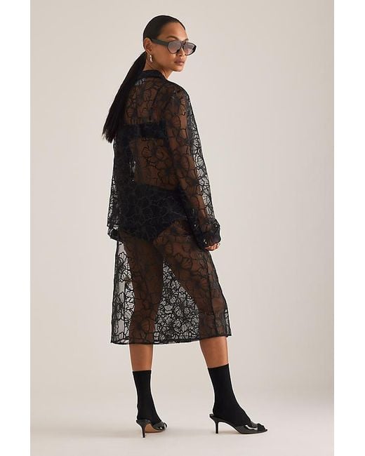 OperaSPORT Black Alba Lace Midi Skirt