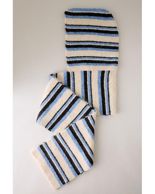 By Anthropologie Blue Striped Hooded Scarf