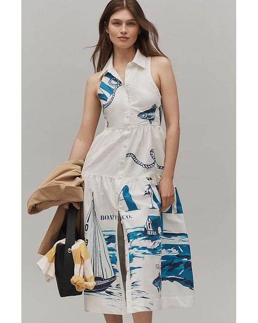 Maeve Multicolor Sleeveless Midi Shirt Dress