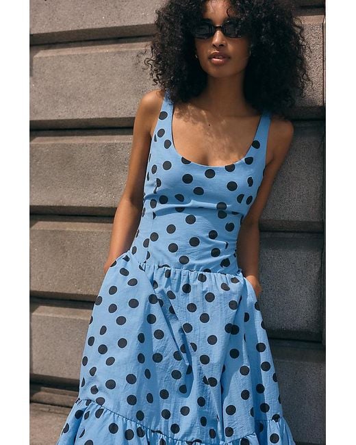 Maeve Blue Drop-Waist Midi Dress