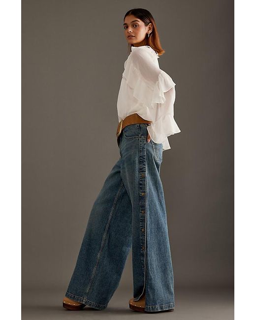 seventy + mochi Gray Bay Wide-Leg Jeans