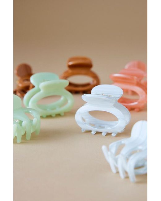 Anthropologie Green Assorted Resin Hair Claw Clips, Set Of 8