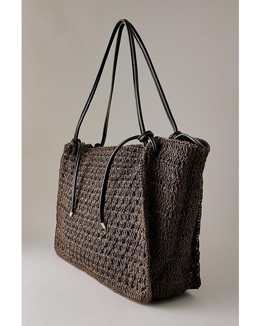 Dolce Vita Black Ravello Raffia Shoulder Bag