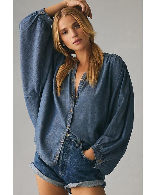 Pilcro Blue The Sidney Batwing Blouse By : Chambray Edition