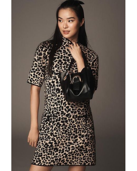 Maeve Gray Mock Neck Mini Shift Dress