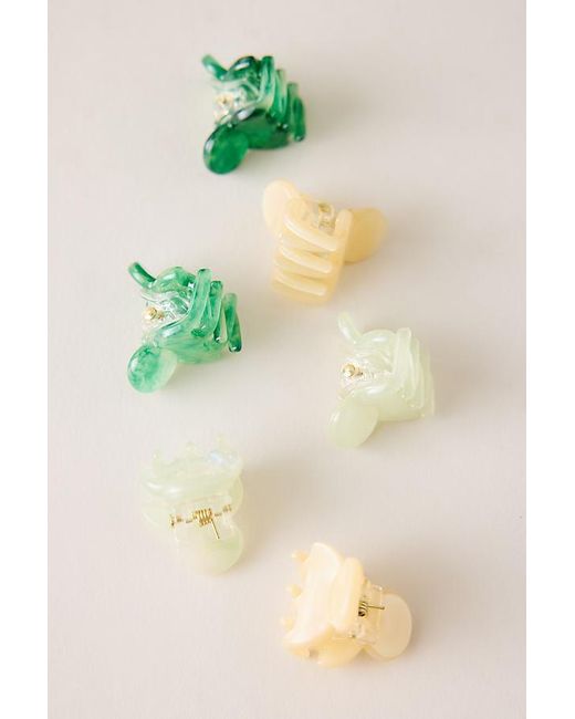 By Anthropologie Blue Mini Hair Claw Clips, Set Of 6