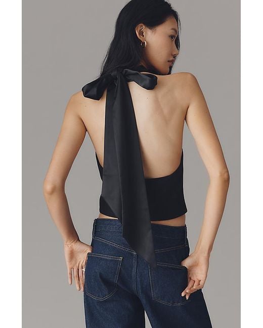 By Anthropologie Blue Buttondown Halter Vest