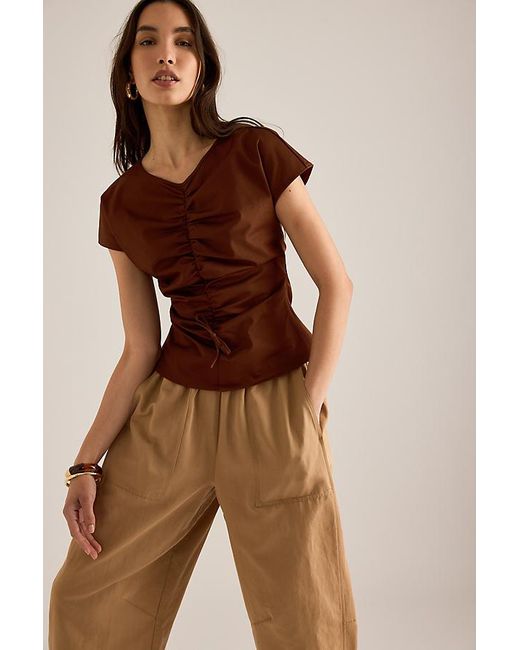 laagam Brown Simone Ruched Top