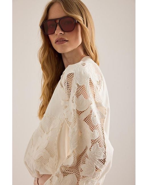 By Anthropologie Natural Floral Embroidered Bomber Jacket