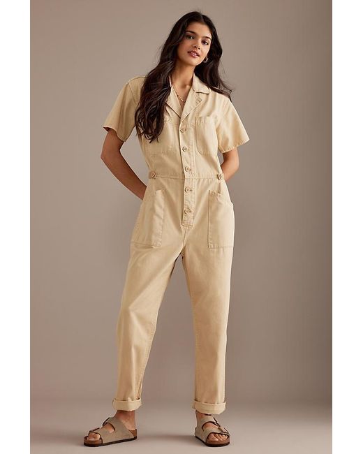 Pistola Natural Grover Collared Button-front Jumpsuit