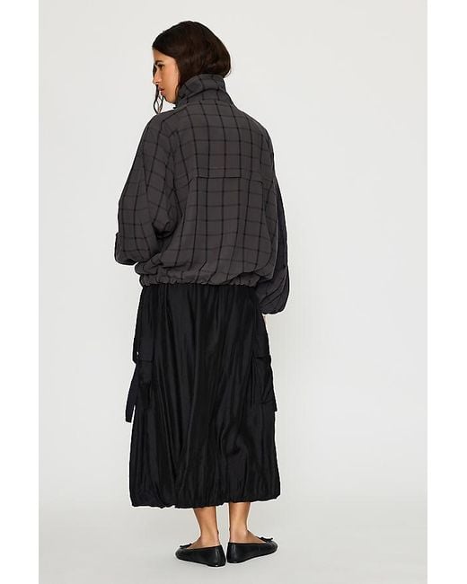 By Anthropologie Black Check Bomber Jacket