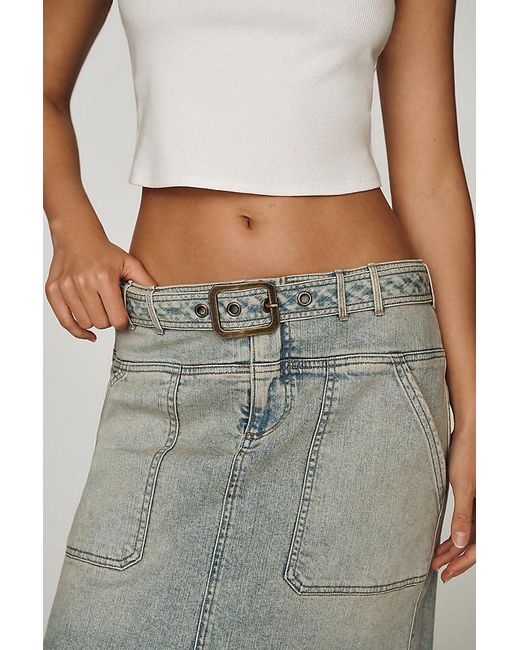 Pilcro Blue Slouchy Denim Column Skirt