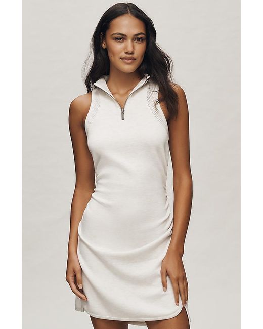 Daily Practice White Quarter-Zip Fitted Mini Dress