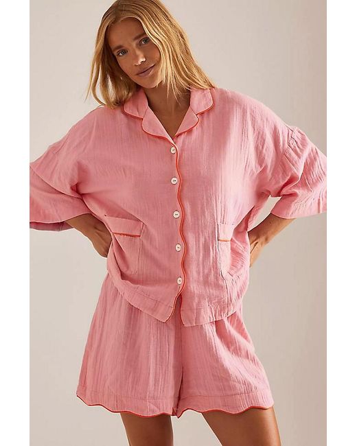 TBCo Pink Short Scallop-Trim Pyjama Set