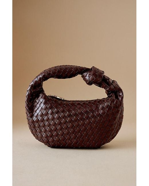 Melie Bianco Brown Larissa Woven Faux-Leather Shoulder Bag