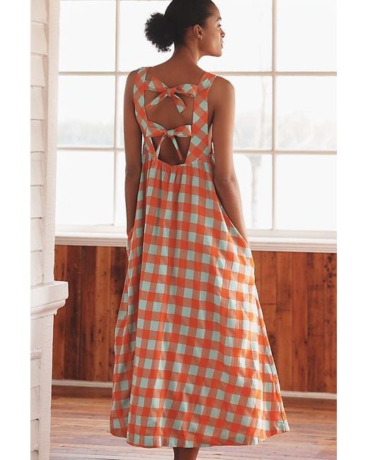 open lace back dress New Anthropologie Orange Striped 