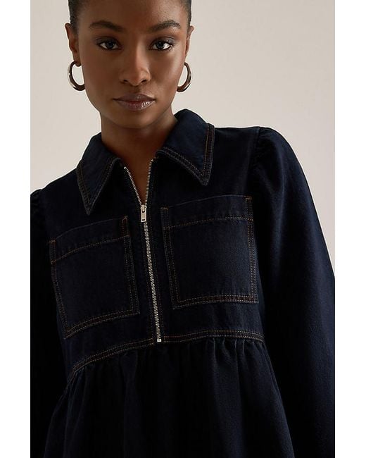 ALIGNE Black Gabriella Long-Sleeve Denim Midi Dress