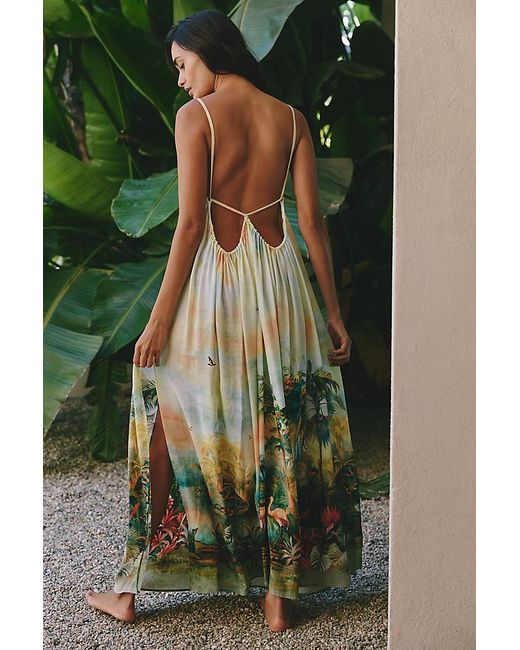 Celandine Green Sleeveless Scenic Maxi Dress