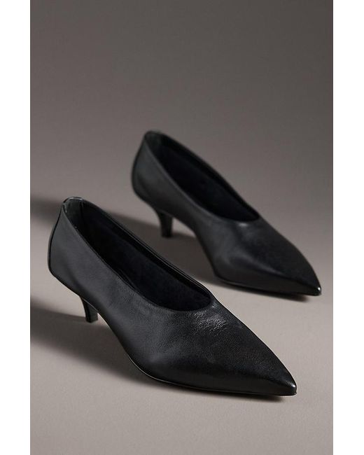 By Anthropologie Gray Pointed-Toe Kitten-Heel Pumps