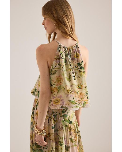 By Anthropologie Natural Fifi Floral Halter Swing Top