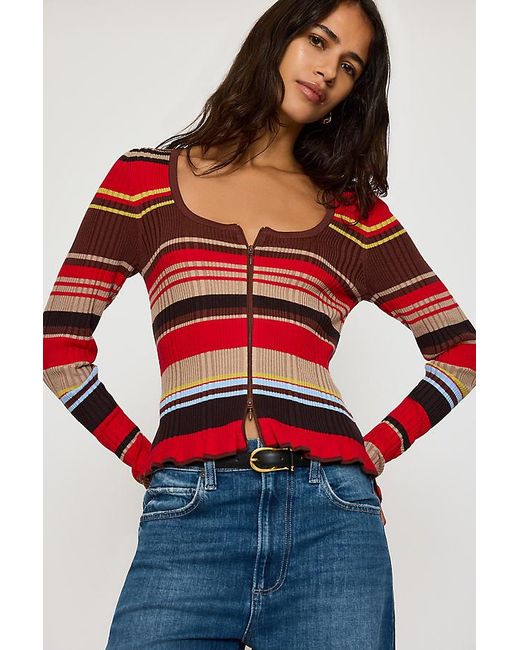 By Anthropologie Blue Emily Slim Ribbed Cardigan