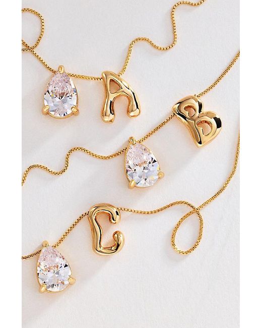 By Anthropologie Metallic Bubble Initial & Pear-Cut Stone Necklace