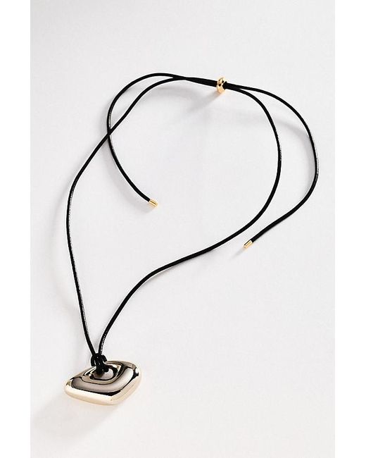 Anthropologie Black Sculptural Metal Pendant Necklace