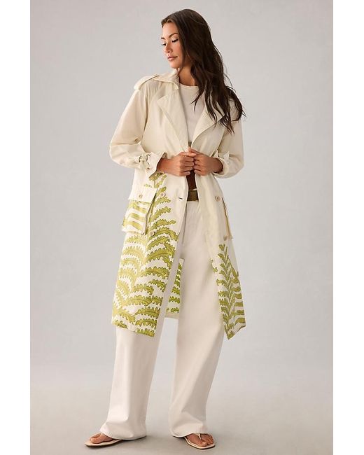Anthropologie Natural By Printed Trench Coat