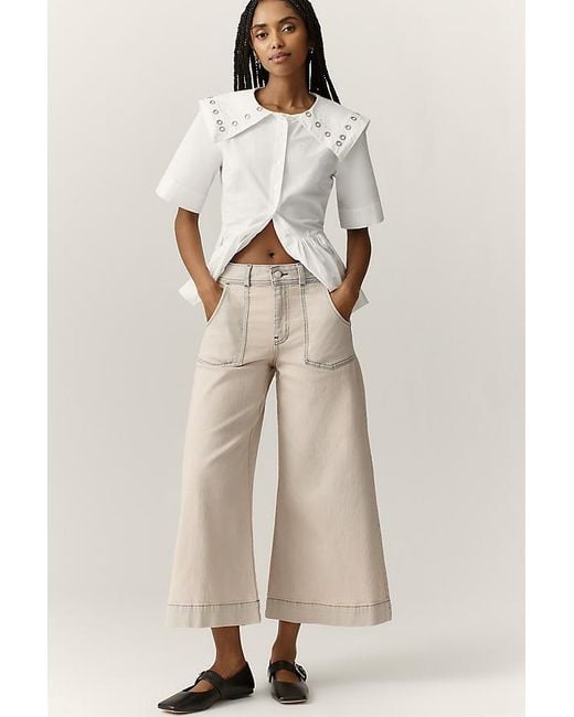 Pilcro Natural Sienna Crop High-Rise Wide-Leg Jeans