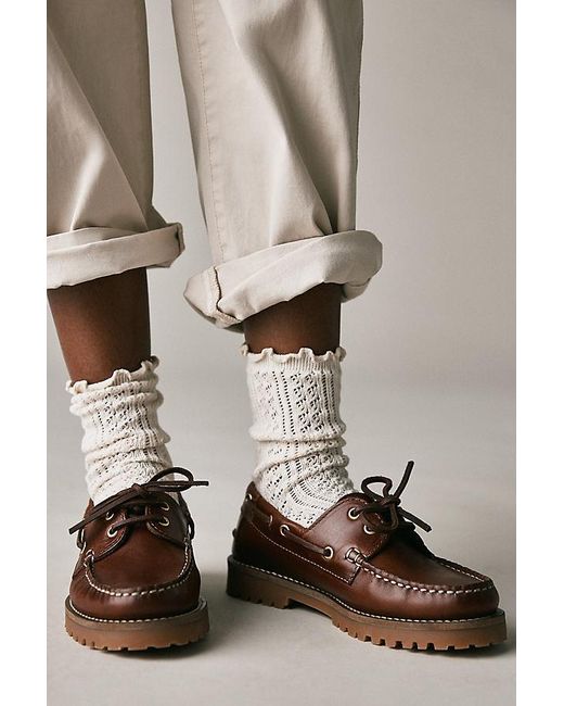 By Anthropologie Brown Lug Boat Shoes