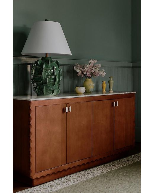 Anthropologie Green Brentley Rectangular Marble Top Sideboard