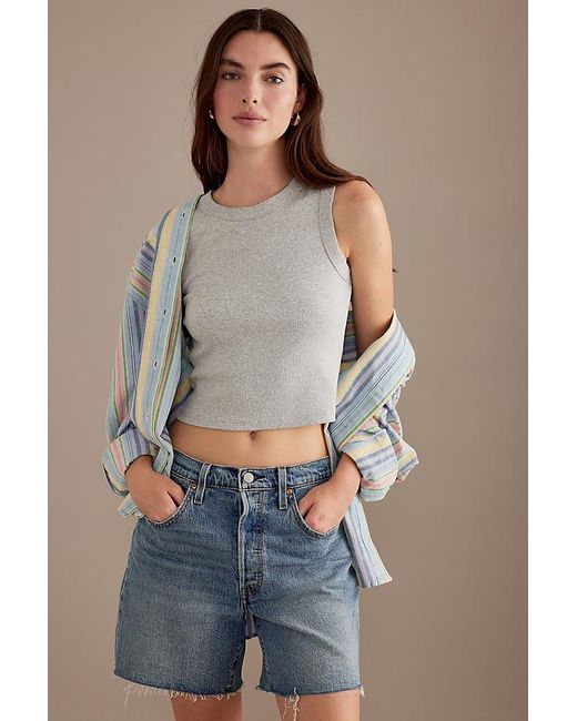 By Anthropologie Gray The Rib Racer Tank Top