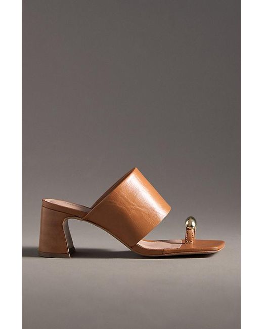 By Anthropologie Gray Toe-Ring Block-Heel Mules