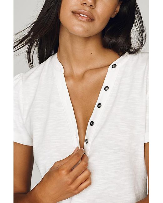 Pilcro White Cotton Henley Top