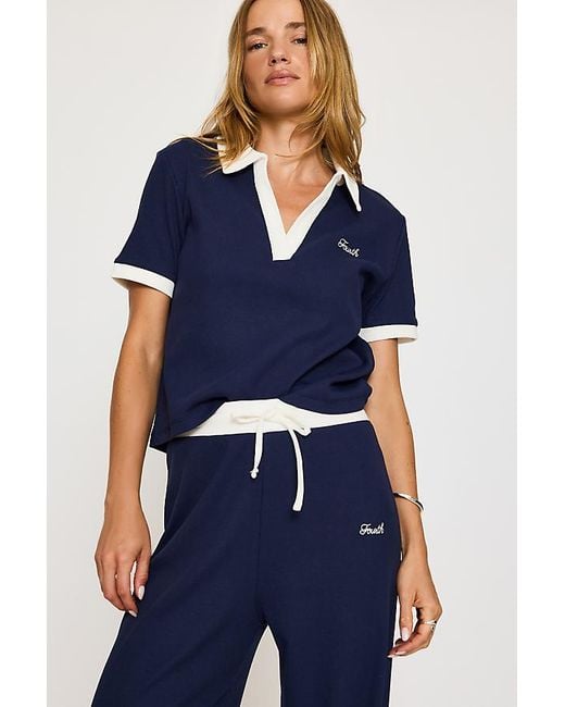 4th & Reckless Blue Azure Ribbed Jersey Trousers