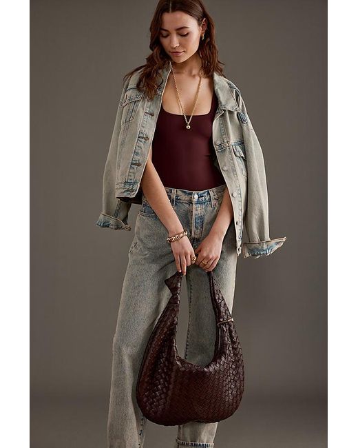Melie Bianco Brown The Brigitte Woven Faux-leather Shoulder Bag By : Oversized Edition
