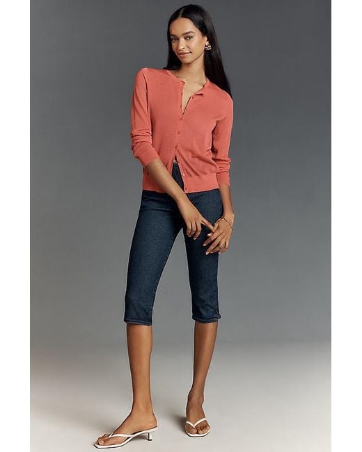 By Anthropologie Pink Fitted Sheer Cardigan