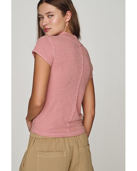 Pilcro Pink Cyris Cotton Modal Turtleneck T-Shirt
