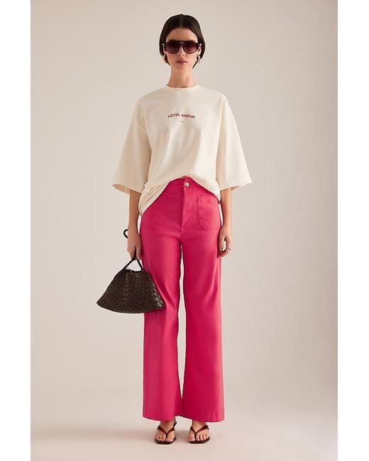 Maeve Pink The Colette Full-Length Wide-Leg Trousers By
