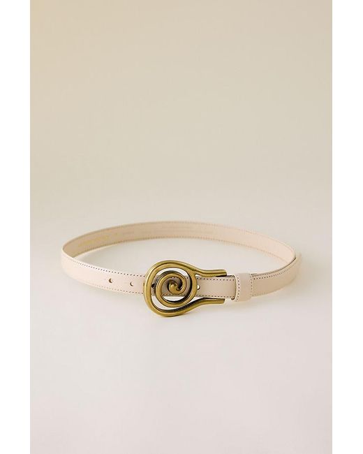 By Anthropologie Natural Swirl Buckle Leather Belt