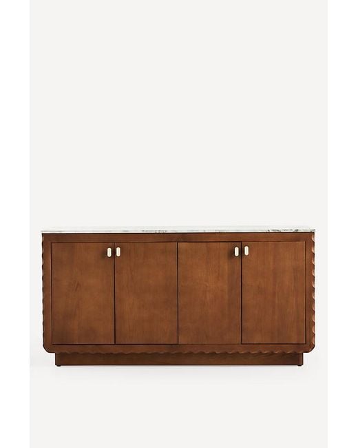 Anthropologie Green Brentley Rectangular Marble Top Sideboard