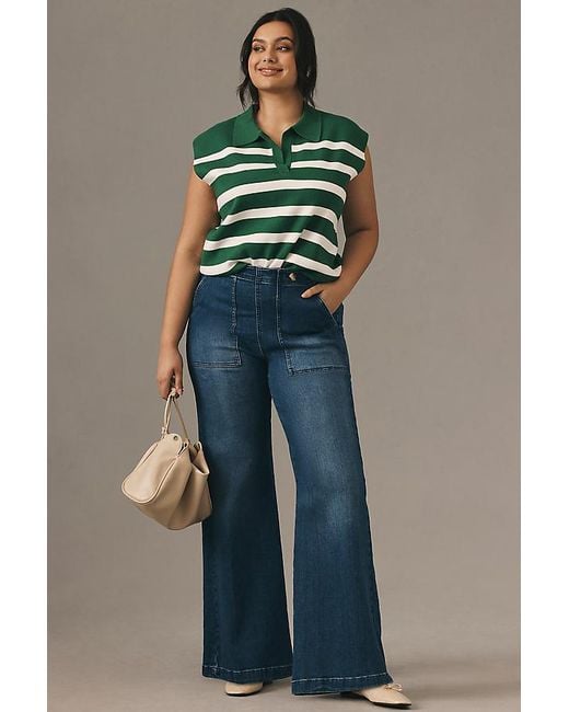 Pilcro Blue The Kit High-Rise Wide-Leg Utility Trouser Jeans By