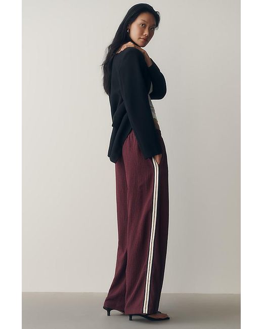 Maeve Blue Check Side-Stripe Track Pants