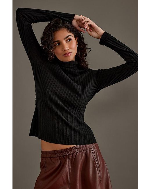 Pilcro Black Long-sleeve Turtleneck Knitted Top